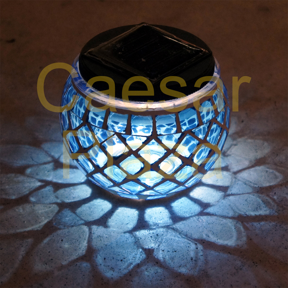6 Outdoor Garden Solar Mosaic Glass Ball Landscape Path Lights Lamp